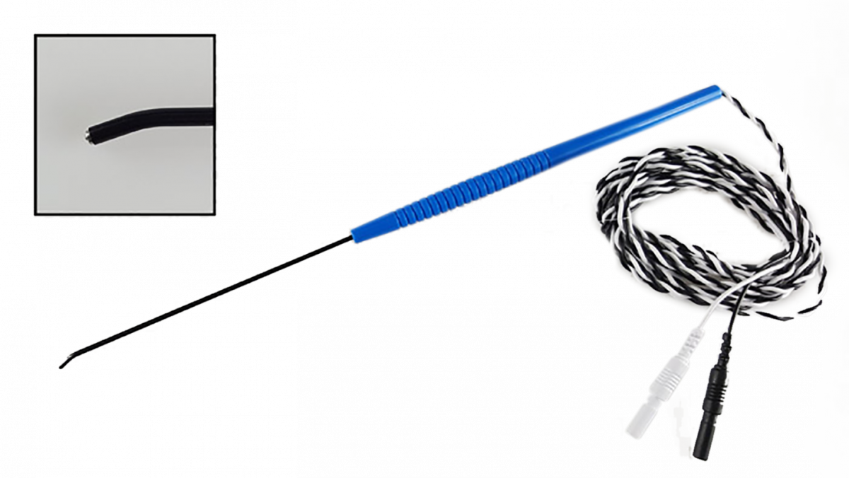 Bipolar concentric stimulation electrode, tip angled IOM Disposable